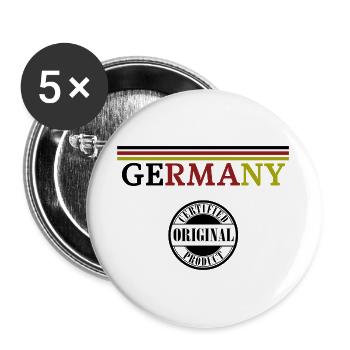 German Pride, Flagge von Deutschland - Buttons groß 56 mm (5er Pack) - Weiß - Vorne