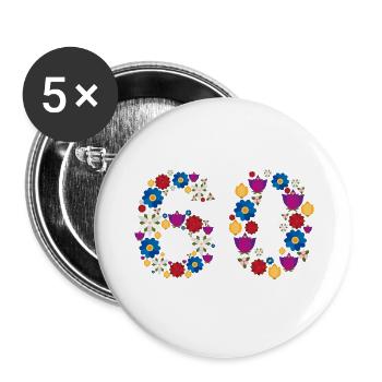 Fleurs 60 - Lot de 5 grands badges (56 mm) - blanc - Devant