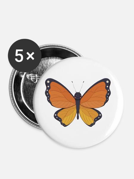 Schmetterling - Buttons groß 56 mm (5er Pack) - Weiß