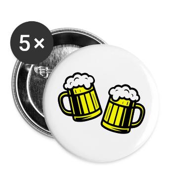Bierglas Prost Symbol Bier - Buttons groß 56 mm (5er Pack) - Weiß - Vorne