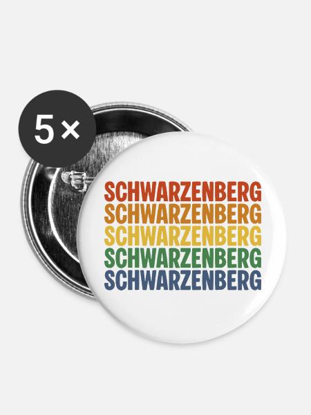 Schwarzenberg Erzgebirge - Buttons groß 56 mm (5er Pack) - Weiß