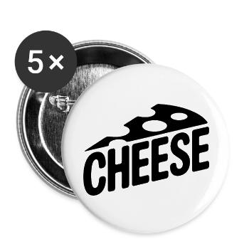 Fromage - Logo de l’aliment cool - Lot de 5 grands badges (56 mm) - blanc - Devant