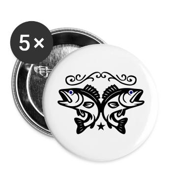 Pisces icon - Buttons large 2.2''/56 mm (5-pack) - white - Front