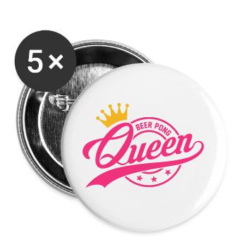 Beer Pong Queen 3 - Buttons groß 56 mm (5er Pack) - Weiß - Vorne
