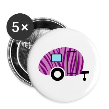 Caravan Wohnwagen Zebra Camping Camper Muster Fan - Buttons groß 56 mm (5er Pack) - Weiß - Vorne