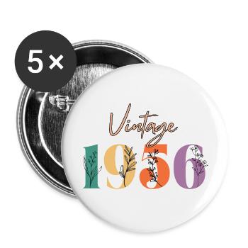 Vintage 1956 Floral - Buttons large 2.2''/56 mm (5-pack) - white - Front