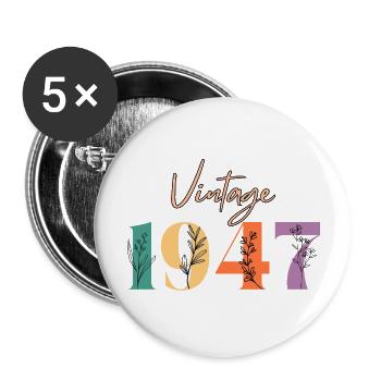 Vintage 1947 Floral - Buttons large 2.2''/56 mm (5-pack) - white - Front
