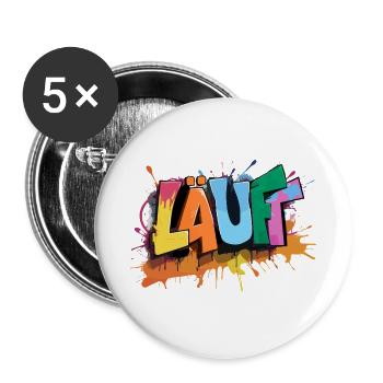 Läuft Statement Läufer Graffiti Lustige Sprüche - Buttons groß 56 mm (5er Pack) - Weiß - Vorne