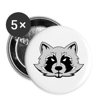 Raton laveur - Lot de 5 grands badges (56 mm) - blanc - Devant