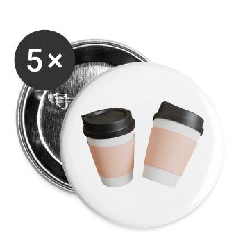 Kaffee - Buttons groß 56 mm (5er Pack) - Weiß - Vorne