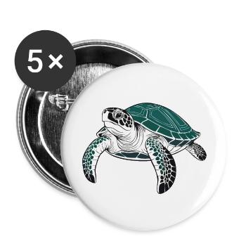 Schildkröte - Buttons groß 56 mm (5er Pack) - Weiß - Vorne