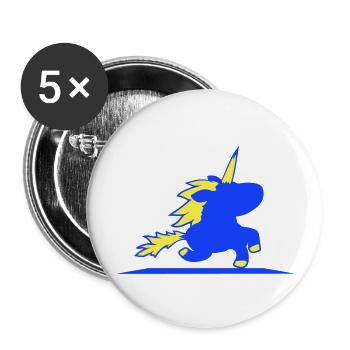 Einhorn reitet schnell Galopp süß Silhouette Pferd - Buttons groß 56 mm (5er Pack) - Weiß - Vorne