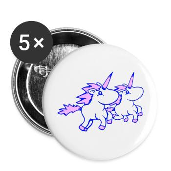 2 Unicorns Team Riding Fast Gallop Joy Crew - Buttons large 2.2''/56 mm (5-pack) - white - Front
