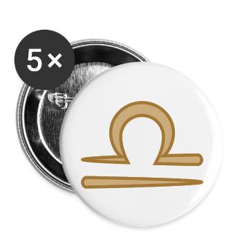 Libra Zodiac Symbol Two Tone Golden - Buttons large 2.2''/56 mm (5-pack) - white - Front