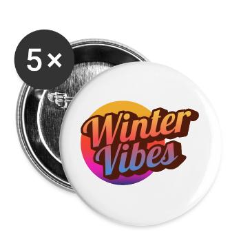 Winter Vibes Retro Gradient - Buttons groß 56 mm (5er Pack) - Weiß - Vorne
