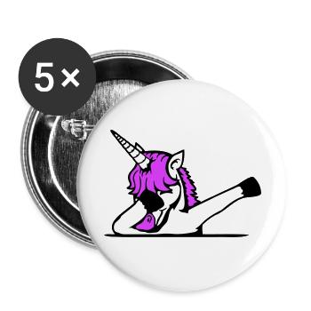 Licorne Dabbing Dab Danse Soirée Pose Geste Drôle - Lot de 5 grands badges (56 mm) - blanc - Devant