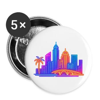 skyline city stadt - Buttons groß 56 mm (5er Pack) - Weiß - Vorne