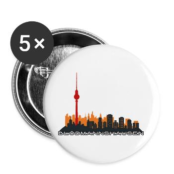 Blödmannshausen – Berlin Lustiger Spruch Geschenk - Buttons groß 56 mm (5er Pack) - Weiß - Vorne