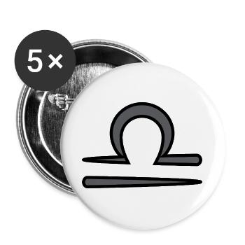 Libra Zodiac Sign Symbol Black & Gray - Buttons large 2.2''/56 mm (5-pack) - white - Front