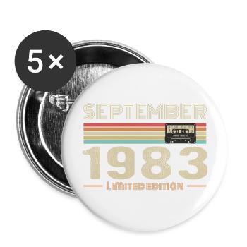 Septembre 1983 Vintage Anniversaire septembre 1983 - Lot de 5 grands badges (56 mm) - blanc - Devant