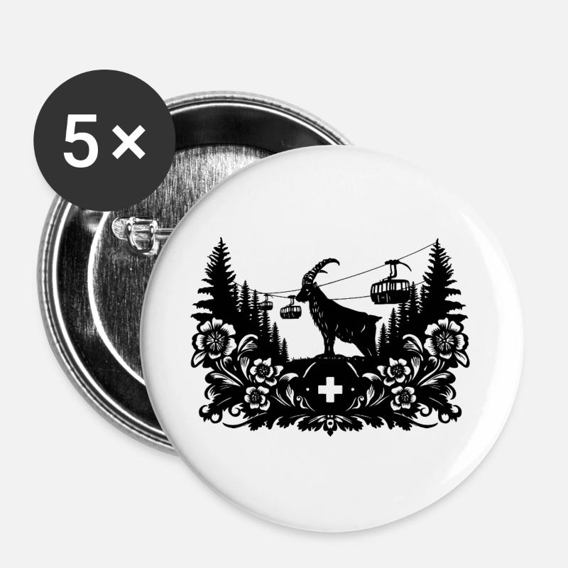 Steinbock_1_black - Buttons large 2.2''/56 mm (5-pack) - white