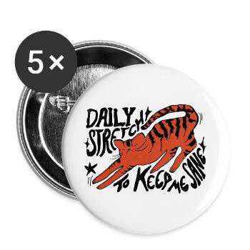 TÄGLICHE DEHNÜBUNG, UM BEI VERSTAND ZU BLEIBEN - Buttons groß 56 mm (5er Pack) - Weiß - Vorne