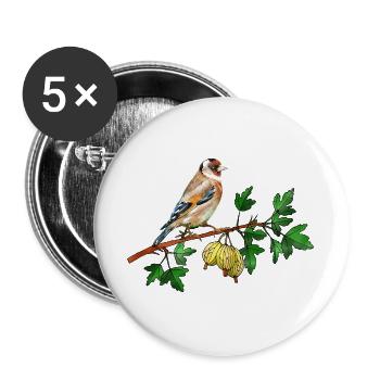 Bunter Vogel - Buttons groß 56 mm (5er Pack) - Weiß - Vorne