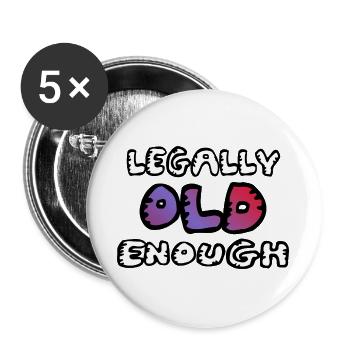 Legally old enough - Buttons large 2.2''/56 mm (5-pack) - white - Front
