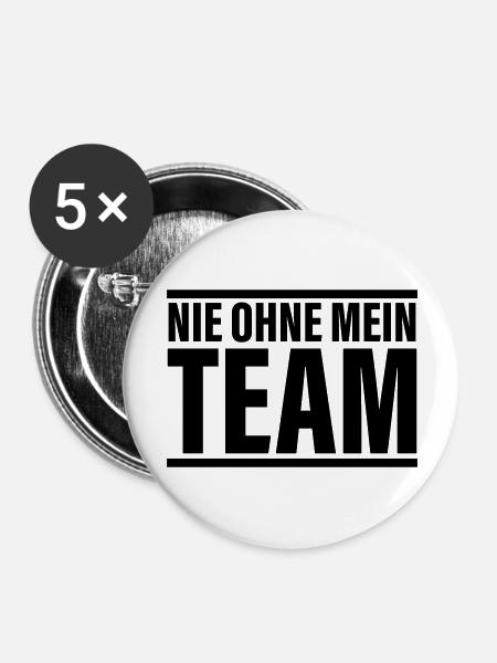 team nie - Buttons groß 56 mm (5er Pack) - Weiß