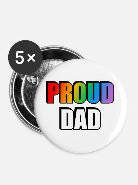 Regenbogen Stolz Papa Design - Buttons groß 56 mm (5er Pack) - Weiß