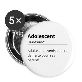Definition Teenager - Klassisches Oberteil mit nüchternem Humor - Buttons groß 56 mm (5er Pack) - Weiß - Vorne