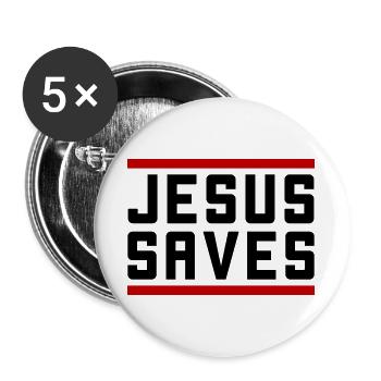 Jésus sauve d’une manière chrétienne - Lot de 5 grands badges (56 mm) - blanc - Devant