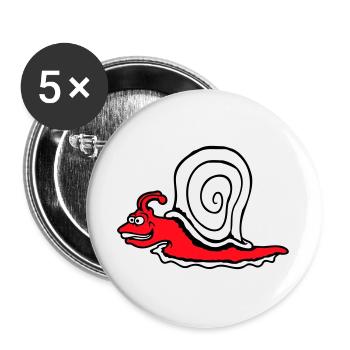 Snail Fast Crawl Funny Cartoon Frenzy - Buttons large 2.2''/56 mm (5-pack) - white - Front