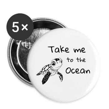 Take me to the Ocean – Meeresschildkröte - Buttons groß 56 mm (5er Pack) - Weiß - Vorne
