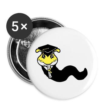 Caterpillar High School Graduation Passed College Worm - Buttons large 2.2''/56 mm (5-pack) - white - Front