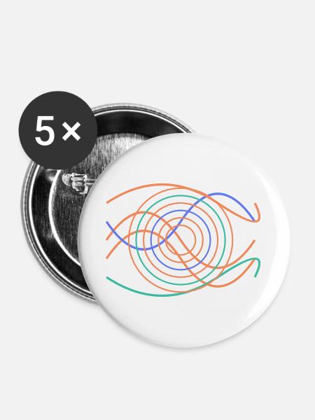 Abstraktes Wellendesign - Buttons groß 56 mm (5er Pack) - Weiß