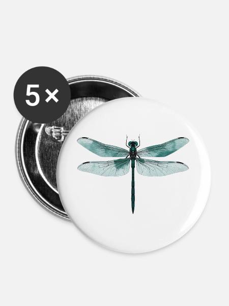 Libelle. Libelle - Libelle - Libelle - Buttons groß 56 mm (5er Pack) - Weiß