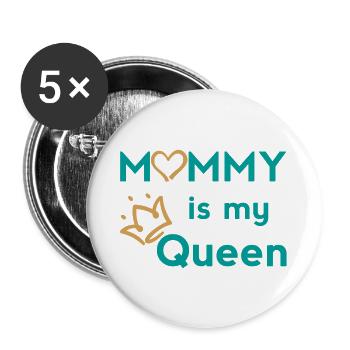 Mama Queen Design with Crown and Heart - Buttons large 2.2''/56 mm (5-pack) - white - Front