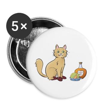 Chat-rentais - Lot de 5 grands badges (56 mm) - blanc - Devant