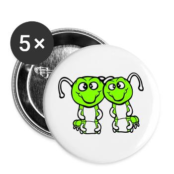 2 chenilles mignonnes deux amis cher couple amoureux - Lot de 5 grands badges (56 mm) - blanc - Devant