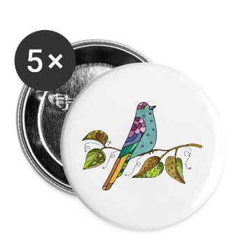 Colorful bird - Buttons large 2.2''/56 mm (5-pack) - white - Front