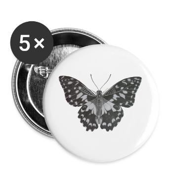 Papillon monochrome élégant en noir et blanc - Lot de 5 grands badges (56 mm) - blanc - Devant
