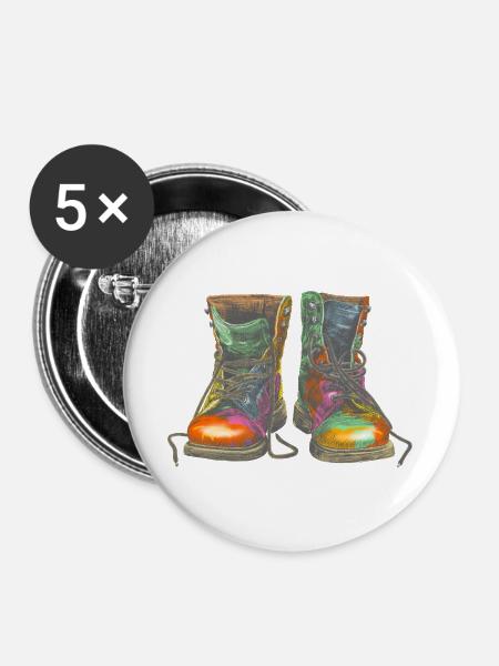 Bunte Graffiti Stiefel Illustration - Buttons groß 56 mm (5er Pack) - Weiß