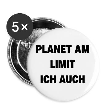 Planet am Limit - ich auch - Buttons groß 56 mm (5er Pack) - Weiß - Vorne