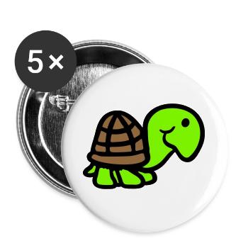 turtle cute smiling happy funny - Buttons large 2.2''/56 mm (5-pack) - white - Front