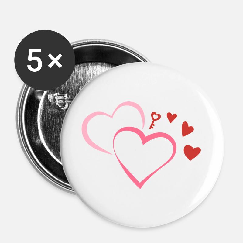 MyCutePicci_Cuori - Buttons large 2.2''/56 mm (5-pack) - white