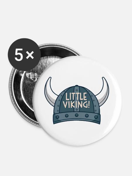 Unerschrockener kleiner Wikinger - Buttons groß 56 mm (5er Pack) - Weiß