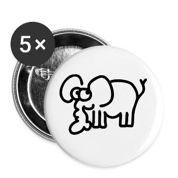 Kleiner Elefant – süßes Safari Comic Tier-Motiv - Buttons groß 56 mm (5er Pack) - Weiß - Vorne
