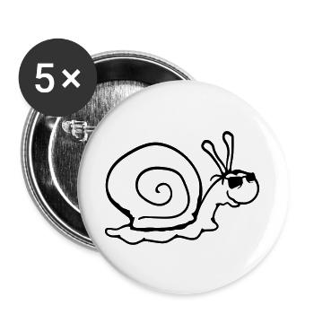 Schnecke Sonnenbrille Cool schwarze Brille Lächeln - Buttons groß 56 mm (5er Pack) - Weiß - Vorne