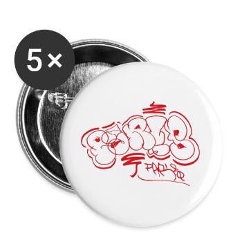Paris Street Art Tag Graffiti Souvenir - Buttons large 2.2''/56 mm (5-pack) - white - Front